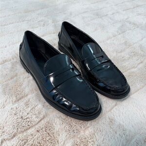 Zara Black Patent Leather Loafers